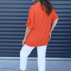 Malvina V-Neck Top Coral Red 9 Malvina V-Neck Top Coral Red -Kitandkaboodal Store IMG 9044 1d8df490 dcab 42c9 ad57 8bfe1bbbb384