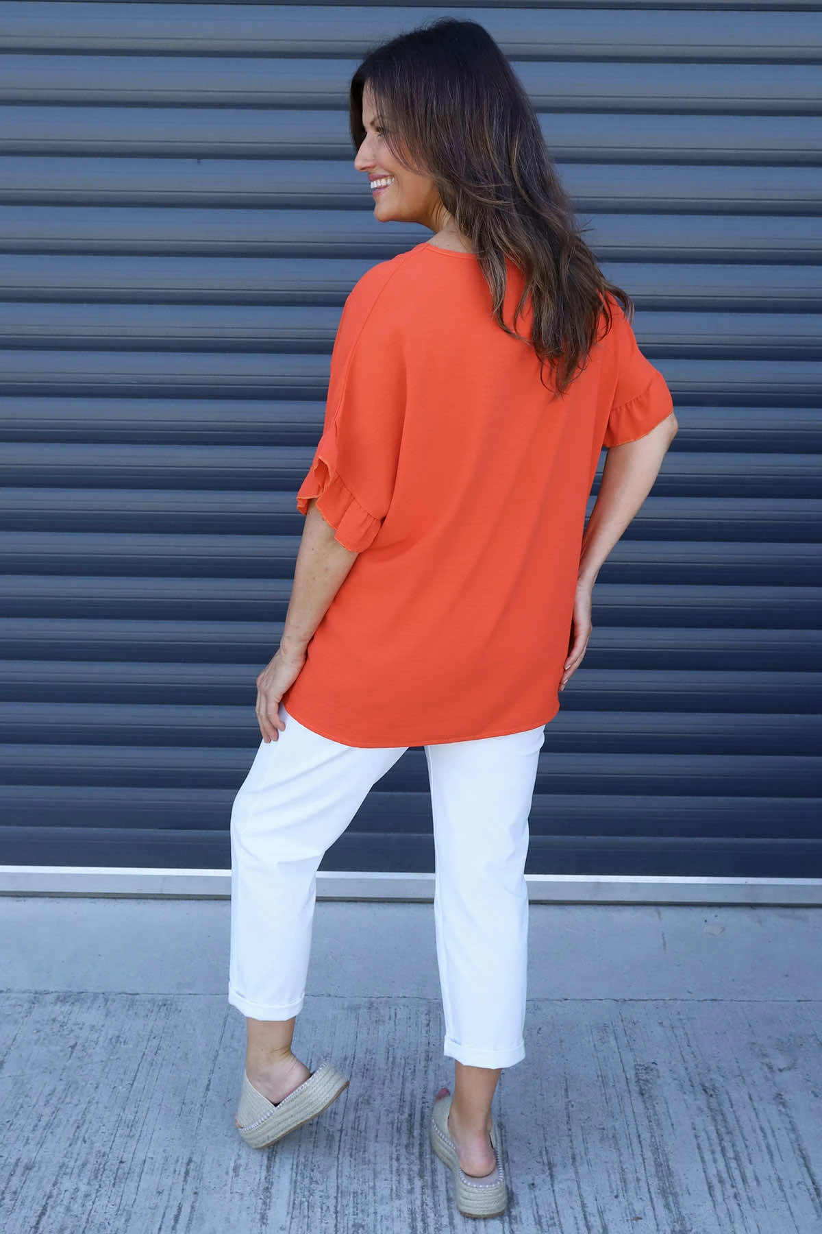 Malvina V-Neck Top Coral Red 6 Malvina V-Neck Top Coral Red - Image 4