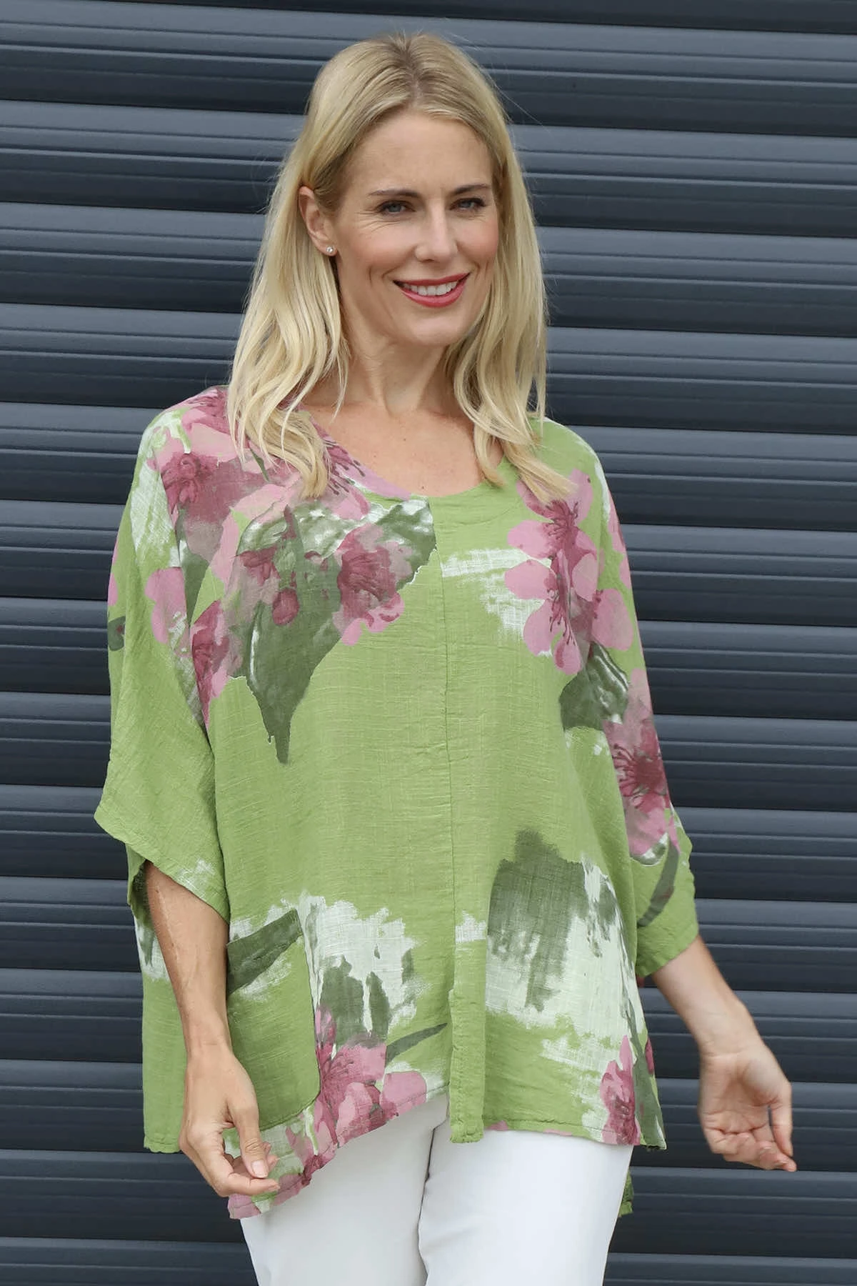 Isolde Floral Print Linen Top Olive 4 Isolde Floral Print Linen Top Olive - Image 2