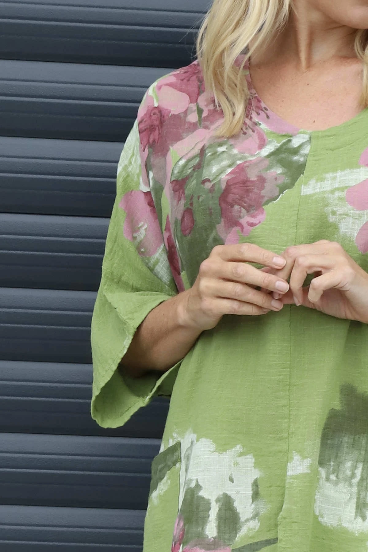 Isolde Floral Print Linen Top Olive 5 Isolde Floral Print Linen Top Olive - Image 3