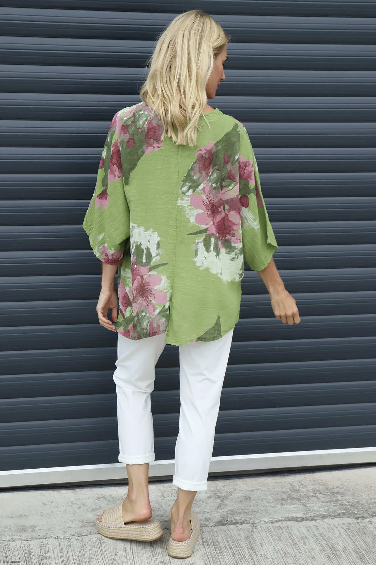 Isolde Floral Print Linen Top Olive 6 Isolde Floral Print Linen Top Olive - Image 4