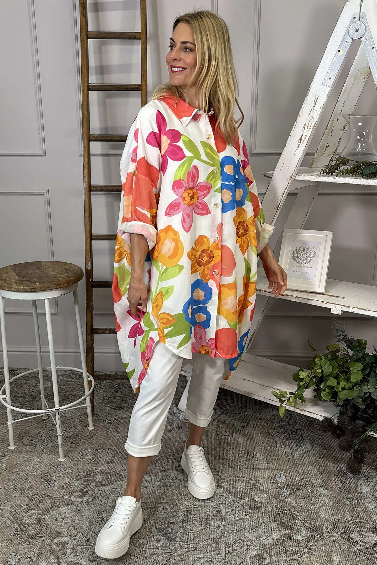 Macie Floral Shirt Cream 4 Macie Floral Shirt Cream - Image 2