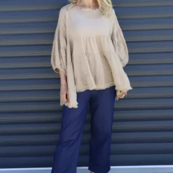 Bingham Tiered Cotton Top Camel