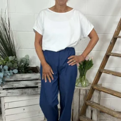 Darlene Lightweight Wide Leg Trousers Mid Denim