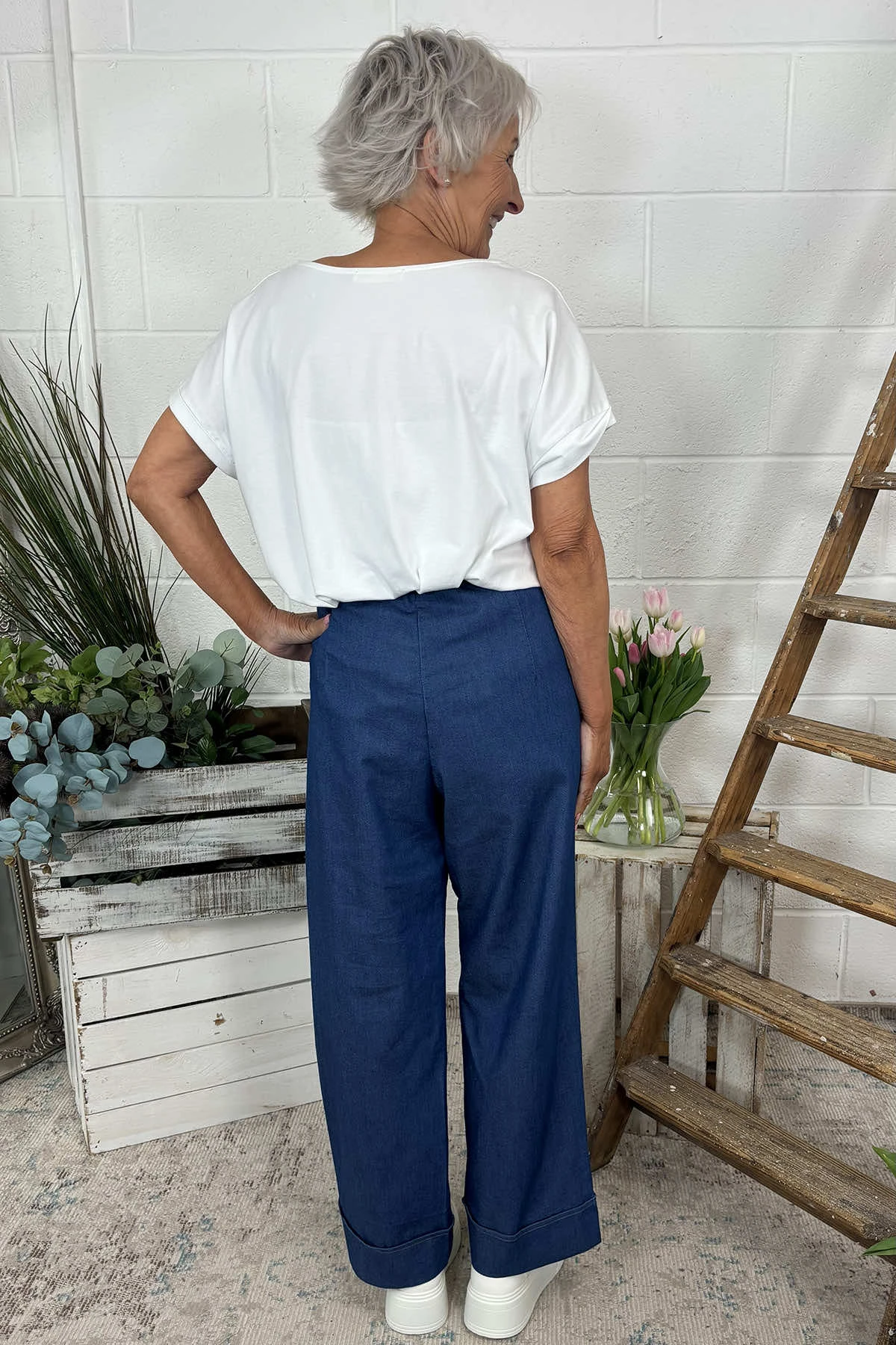 Darlene Lightweight Wide Leg Trousers Mid Denim 6 Darlene Lightweight Wide Leg Trousers Mid Denim - Image 4