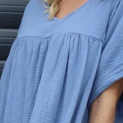 Ravello Crinkle Cotton Top Blue -Kitandkaboodal Store IMG 9130 062e9961 7aa8 4147 85b9 186e06dea36c