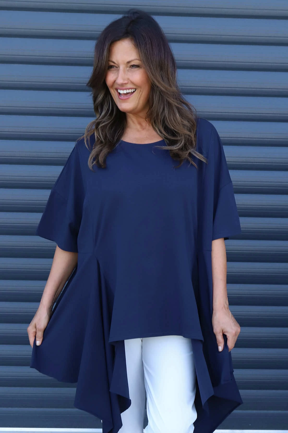 Lini Cotton Top Navy 4 Lini Cotton Top Navy - Image 2