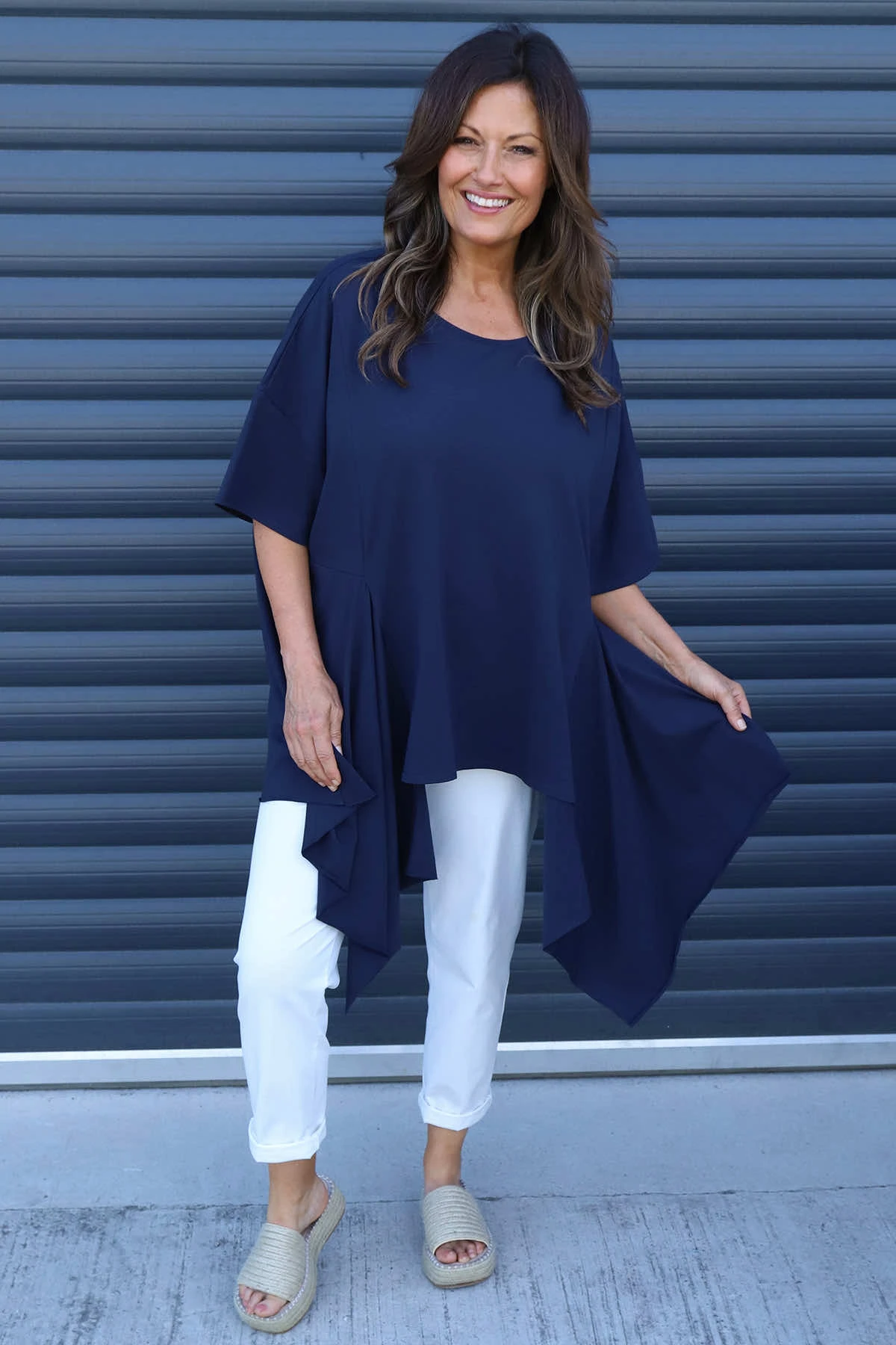 Lini Cotton Top Navy 5 Lini Cotton Top Navy - Image 3