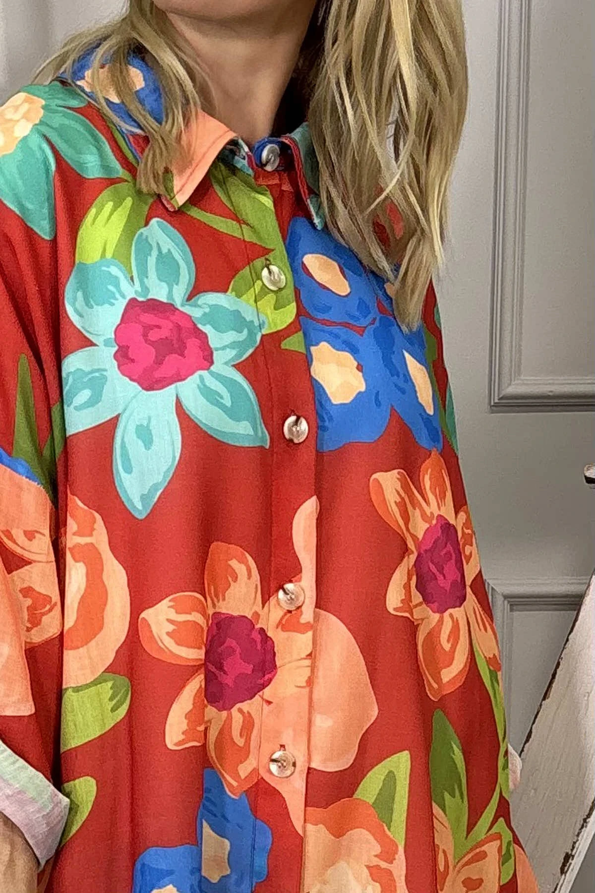 Macie Floral Shirt Orange 4 Macie Floral Shirt Orange - Image 2