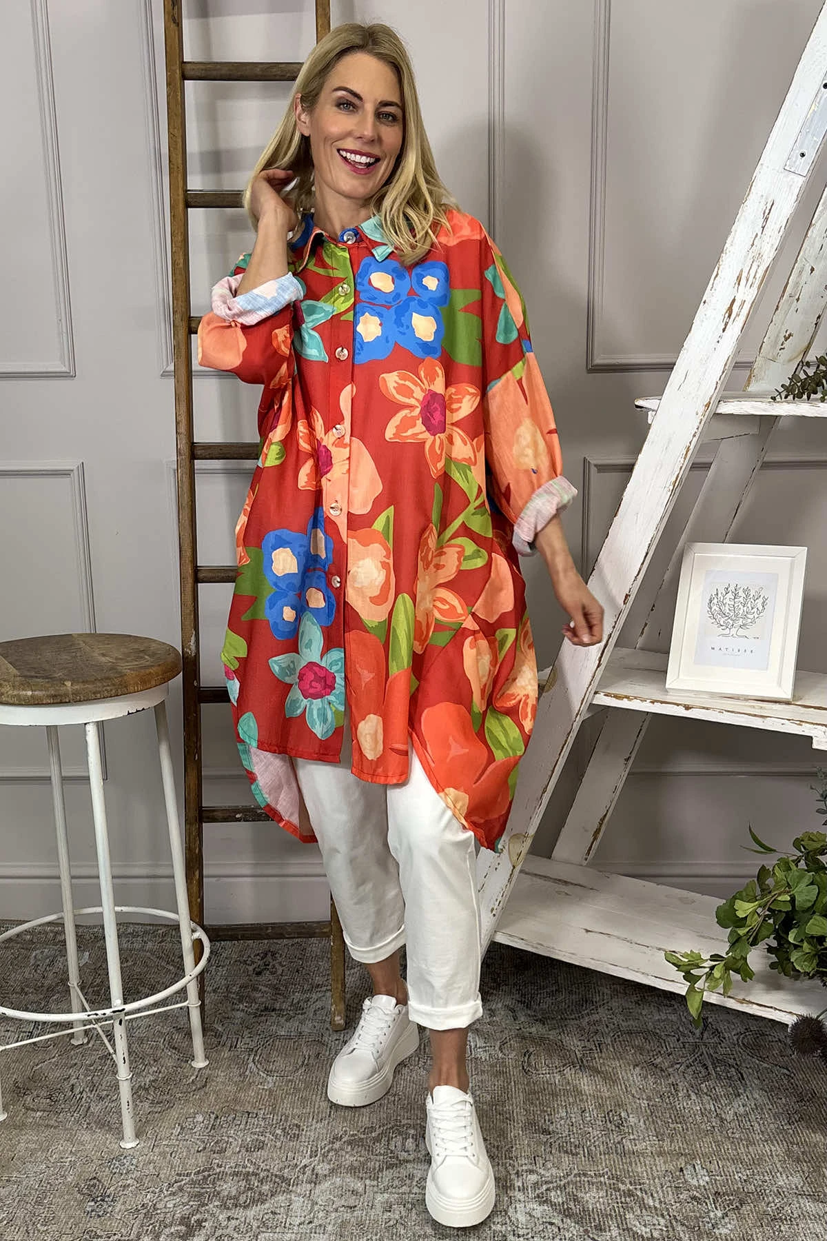 Macie Floral Shirt Orange 5 Macie Floral Shirt Orange - Image 3