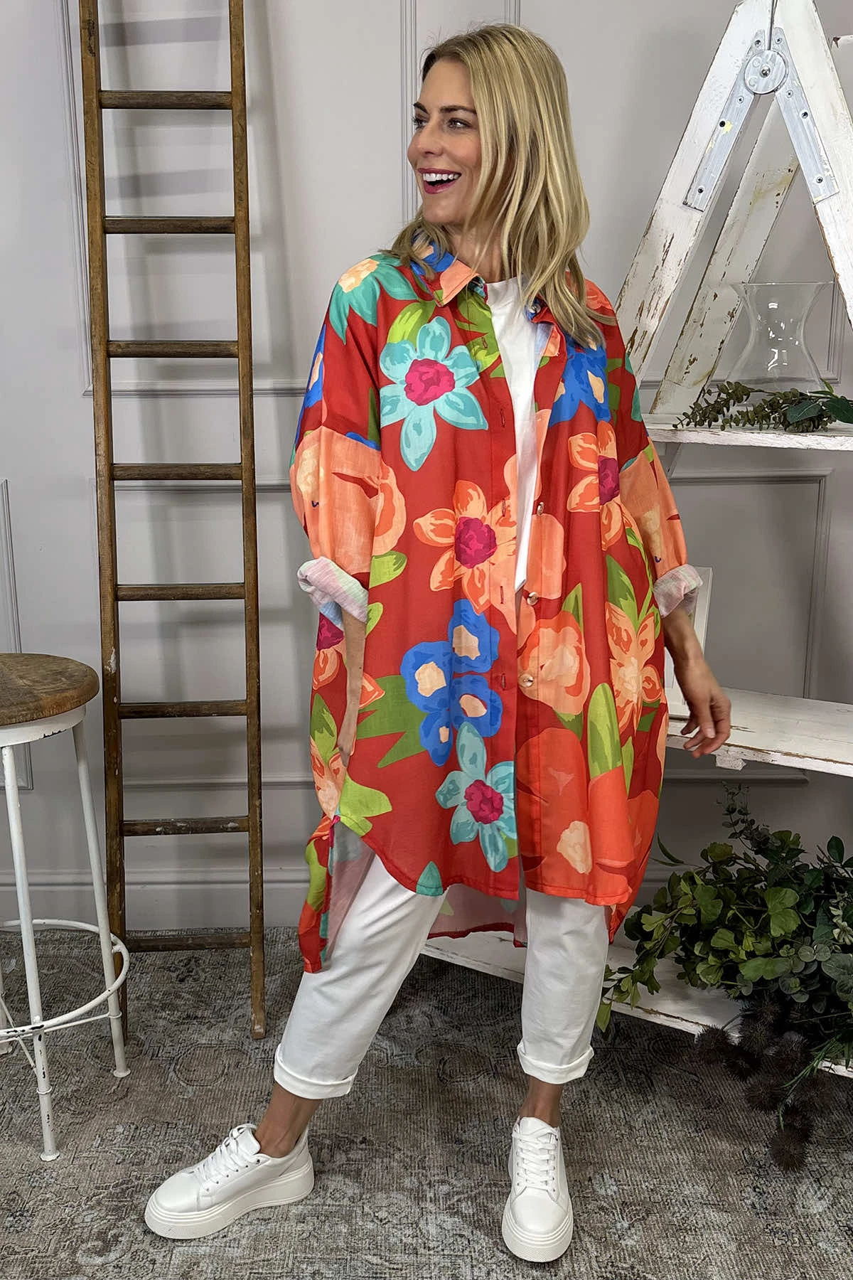 Macie Floral Shirt Orange 3 Macie Floral Shirt Orange