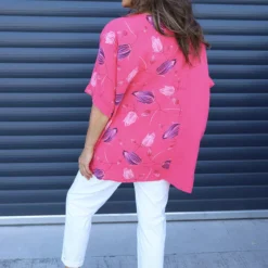 Floria Print Cotton Top Hot Pink -Kitandkaboodal Store IMG 9181 83158e4a 7b68 4bd6 af3f 8fe248a120c2