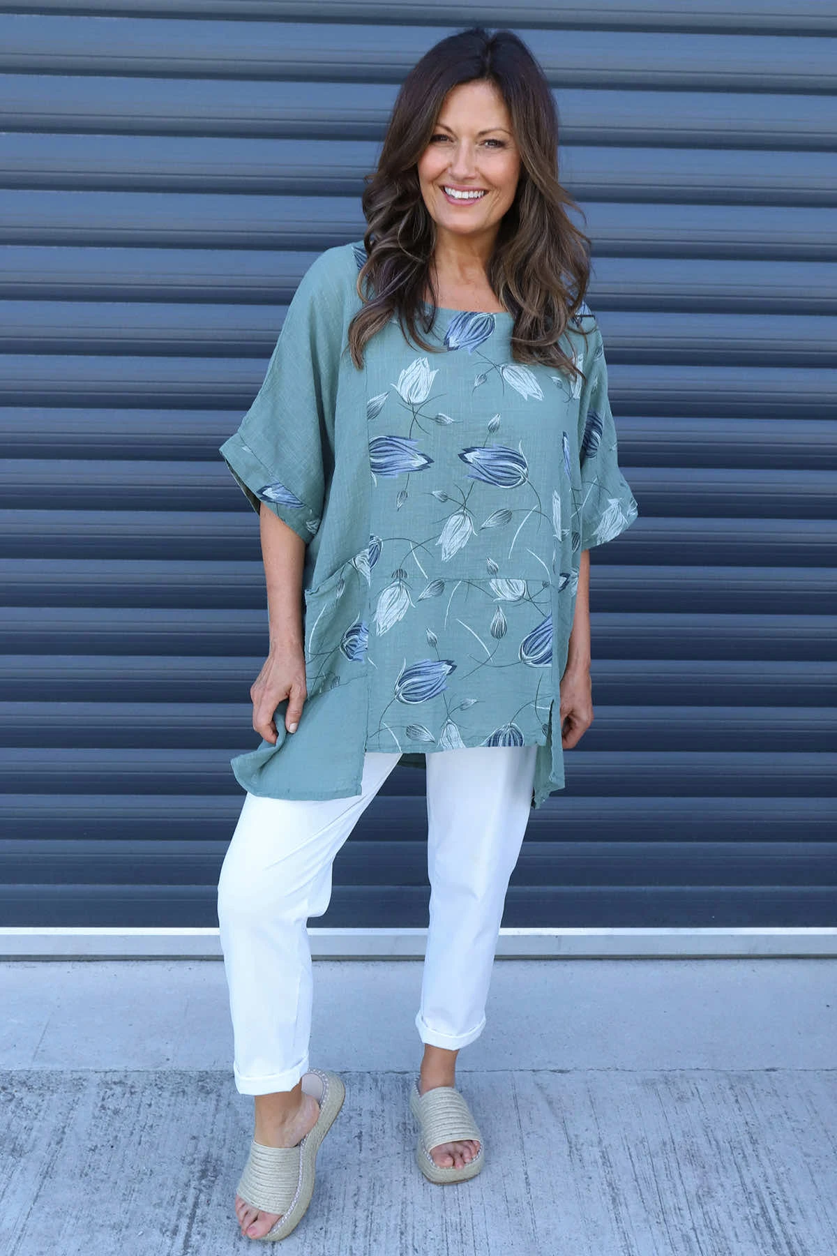 Floria Print Cotton Top Khaki 3 Floria Print Cotton Top Khaki