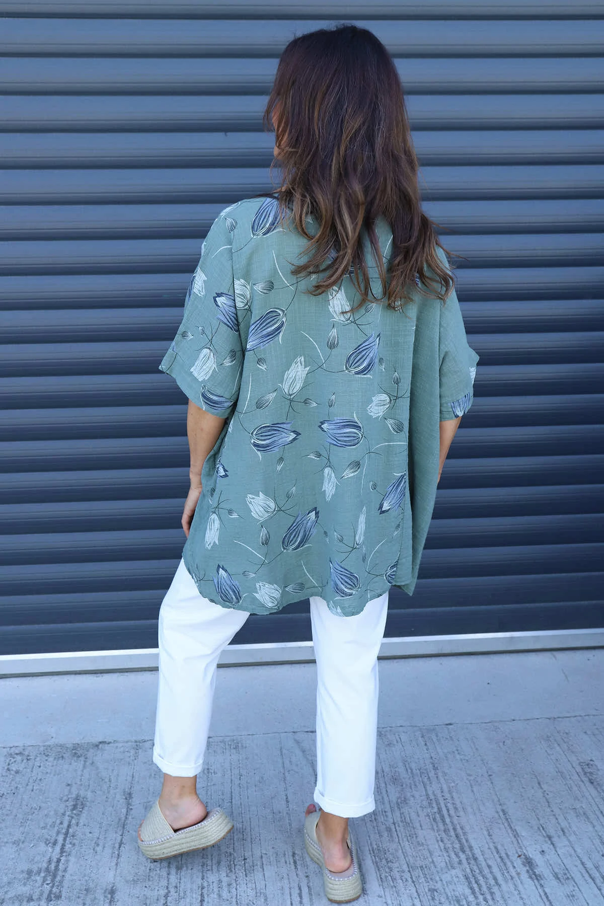 Floria Print Cotton Top Khaki 6 Floria Print Cotton Top Khaki - Image 4