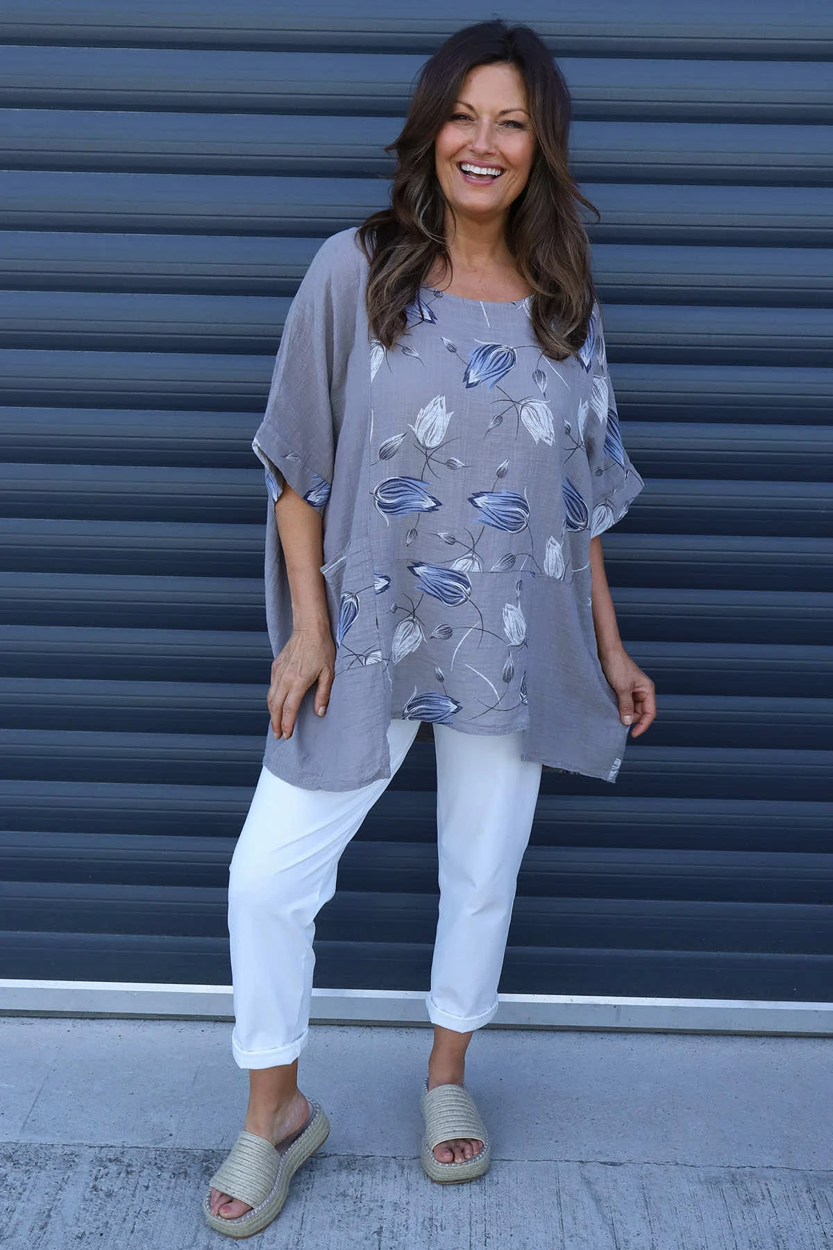 Floria Print Cotton Top Mocha 3 Floria Print Cotton Top Mocha