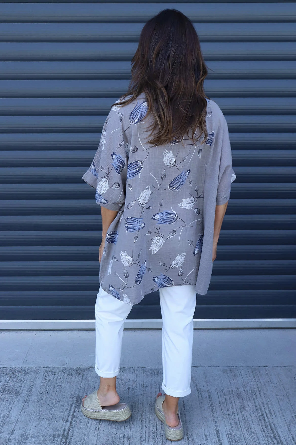 Floria Print Cotton Top Mocha 6 Floria Print Cotton Top Mocha - Image 4