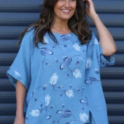 Floria Print Cotton Top Blue -Kitandkaboodal Store IMG 9211 349633af 6dca 48de bb54 d718e5adc4c7