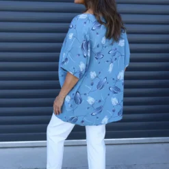 Floria Print Cotton Top Blue -Kitandkaboodal Store IMG 9216 d26be926 78ff 4308 b656 7776db57f97b