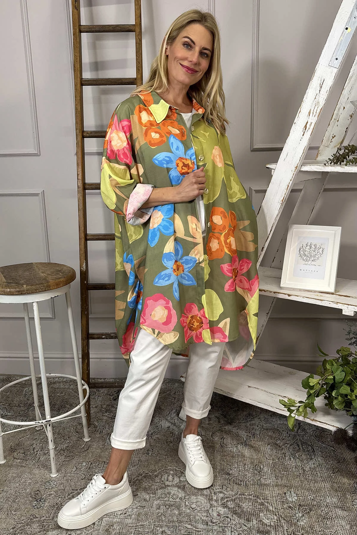 Macie Floral Shirt Khaki 5 Macie Floral Shirt Khaki - Image 3