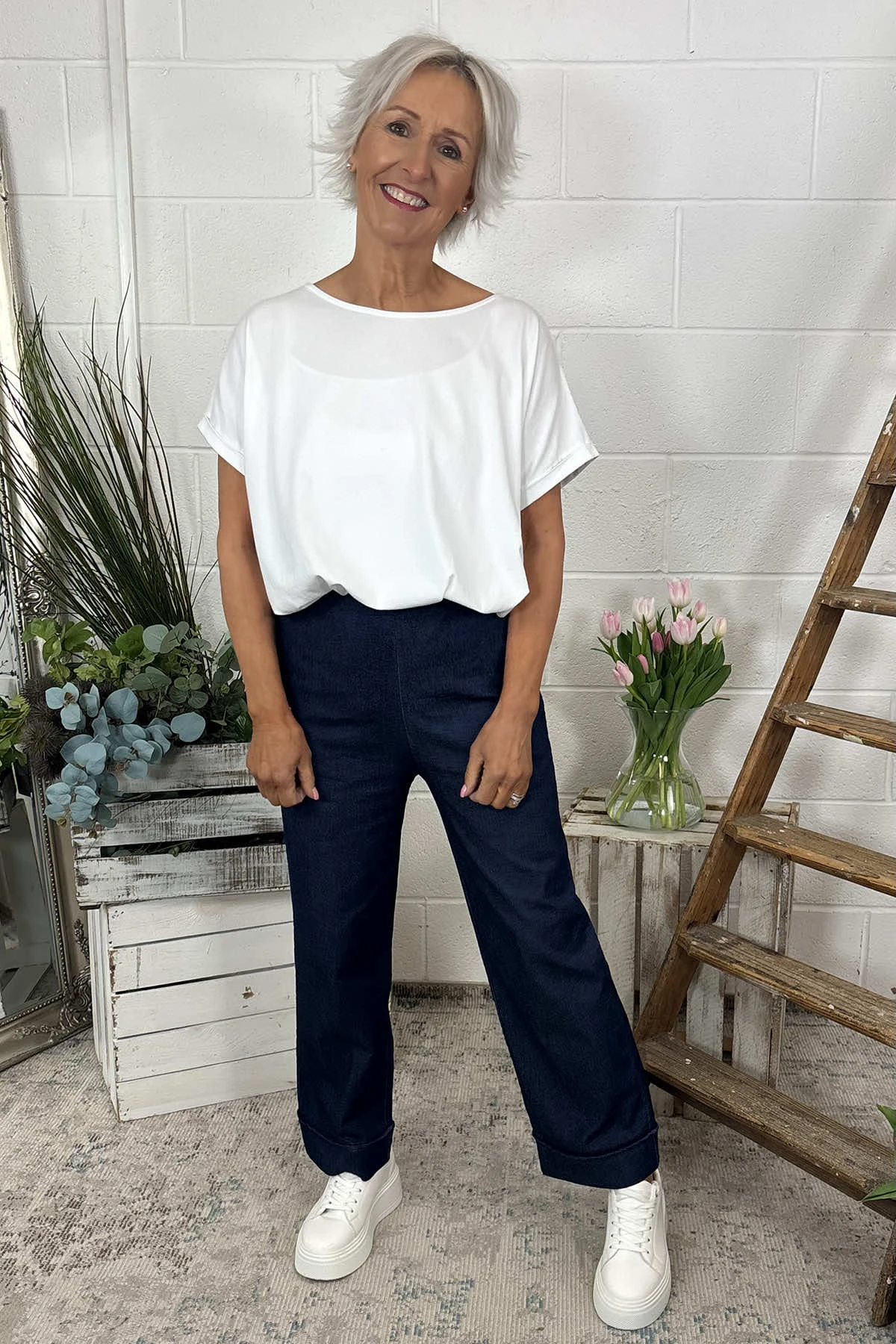 Darlene Lightweight Wide Leg Trousers Dark Denim 4 Darlene Lightweight Wide Leg Trousers Dark Denim - Image 2