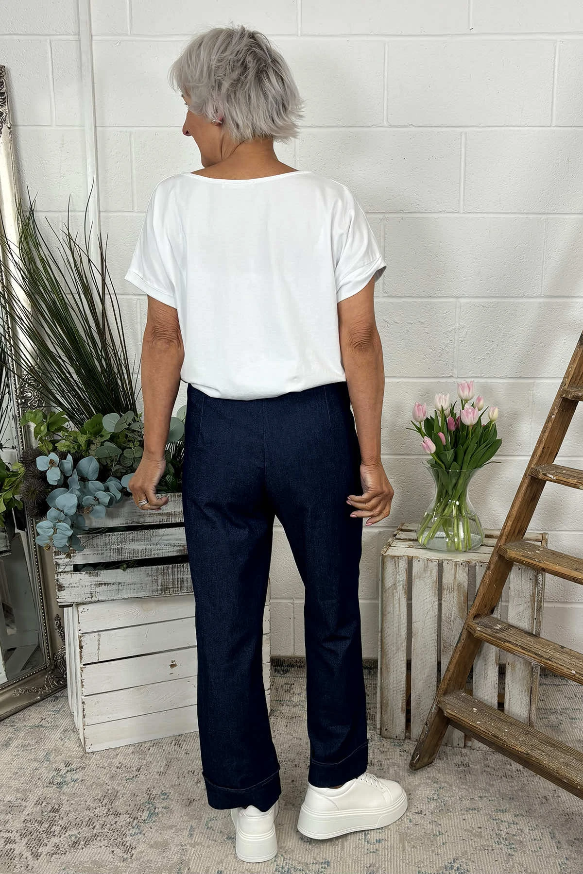 Darlene Lightweight Wide Leg Trousers Dark Denim 6 Darlene Lightweight Wide Leg Trousers Dark Denim - Image 4