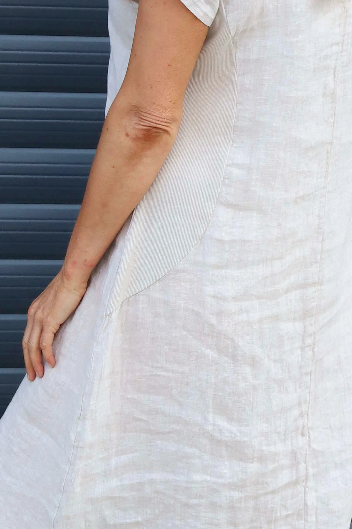 Mabel Cap Sleeve Linen Dress Stone 4 Mabel Cap Sleeve Linen Dress Stone - Image 2