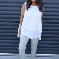 Perla Sleeveless Cotton Top White