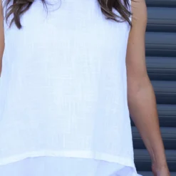 Perla Sleeveless Cotton Top White -Kitandkaboodal Store IMG 9254 23ce6f1f 016e 42c6 a9d1 69328428345d