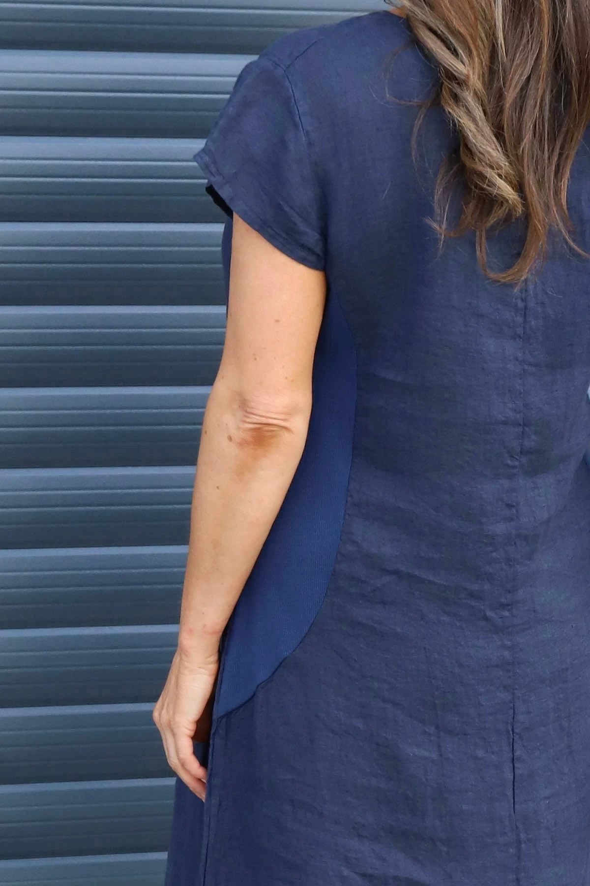 Mabel Cap Sleeve Linen Dress Navy 5 Mabel Cap Sleeve Linen Dress Navy - Image 3