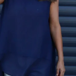 Perla Sleeveless Cotton Top Navy 8 Perla Sleeveless Cotton Top Navy -Kitandkaboodal Store IMG 9261 c45077dd 0c47 422d 9da2 dc30ae6ebbe3