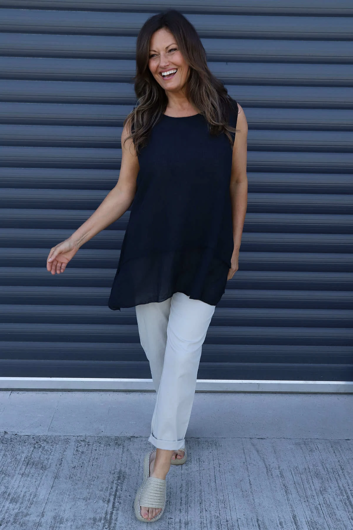 Perla Sleeveless Cotton Top Black 3 Perla Sleeveless Cotton Top Black