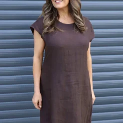 Mabel Cap Sleeve Linen Dress Cocoa 8 Mabel Cap Sleeve Linen Dress Cocoa -Kitandkaboodal Store IMG 9273 c7cb607c af13 4ce2 8c12 94e34b7bf5ee