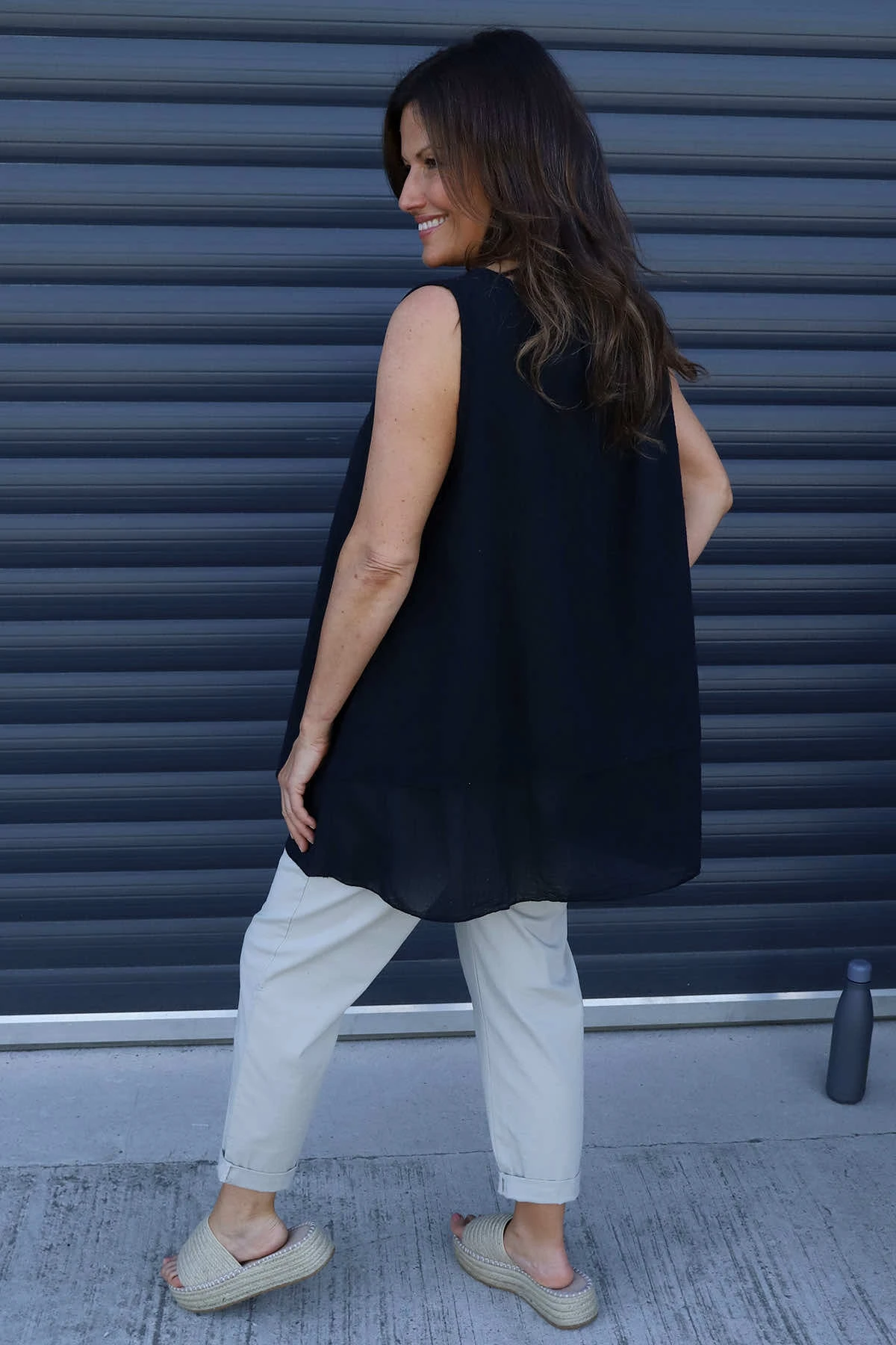 Perla Sleeveless Cotton Top Black 6 Perla Sleeveless Cotton Top Black - Image 4