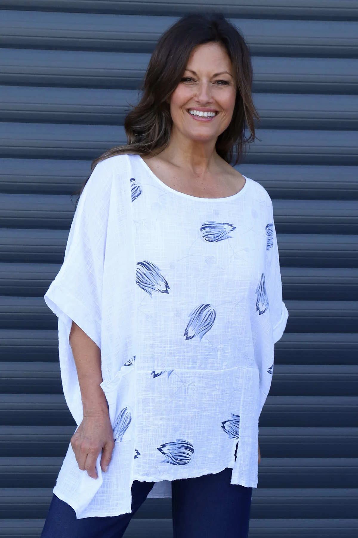 Floria Print Cotton Top White 4 Floria Print Cotton Top White - Image 2