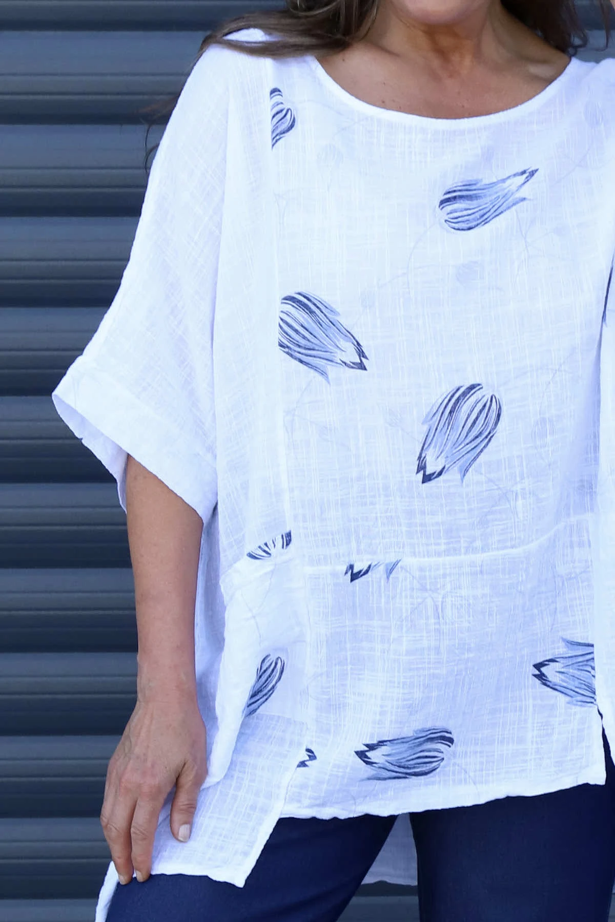 Floria Print Cotton Top White 5 Floria Print Cotton Top White - Image 3