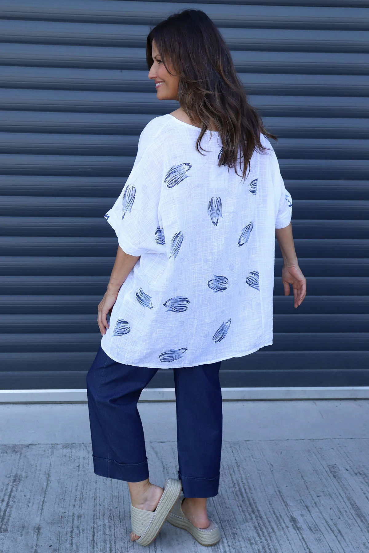 Floria Print Cotton Top White 6 Floria Print Cotton Top White - Image 4