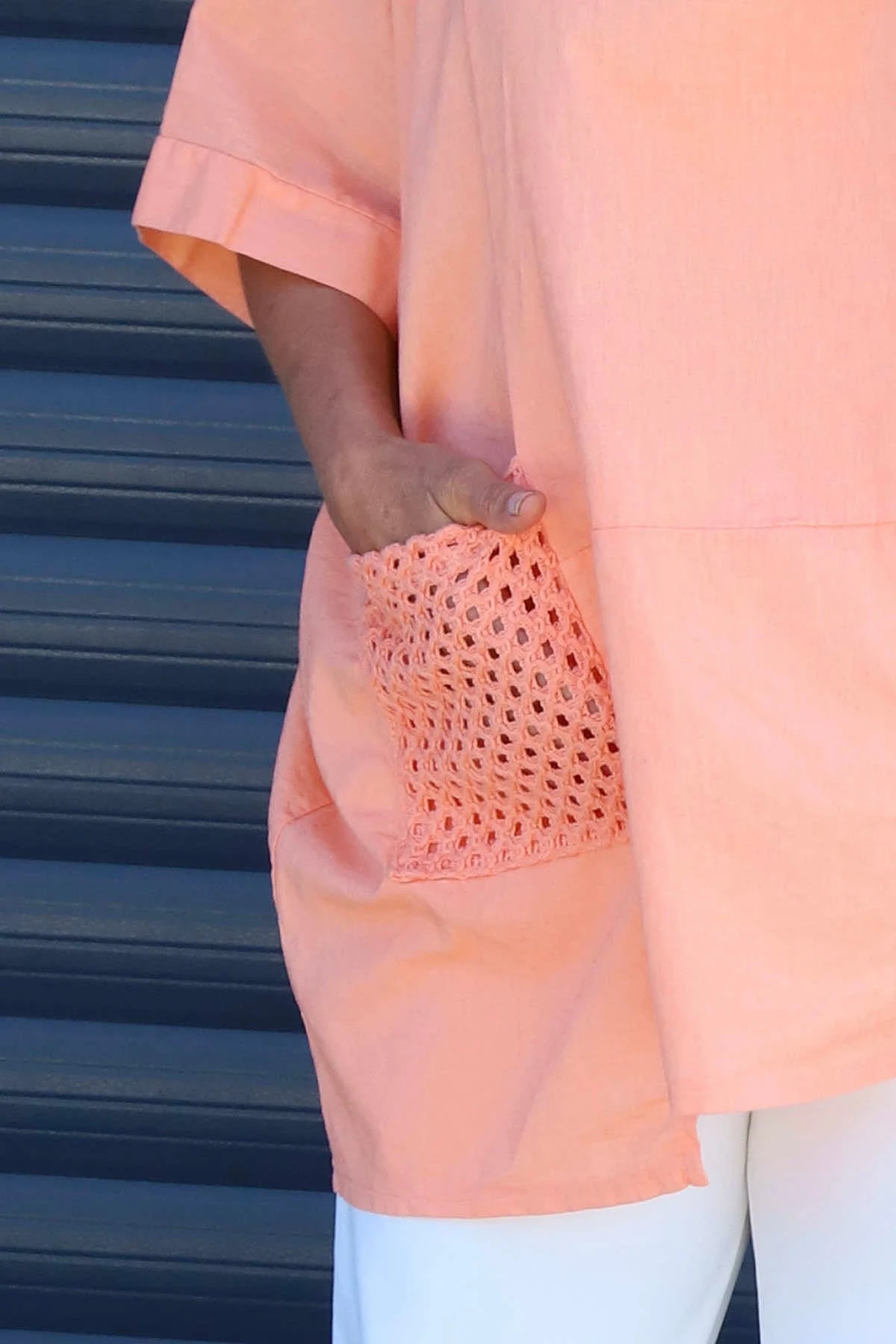 Cressida Crochet Detail Linen Top Orange 5 Cressida Crochet Detail Linen Top Orange - Image 3