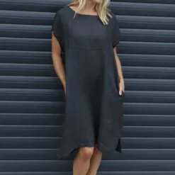 Sydel Linen Dress Charcoal