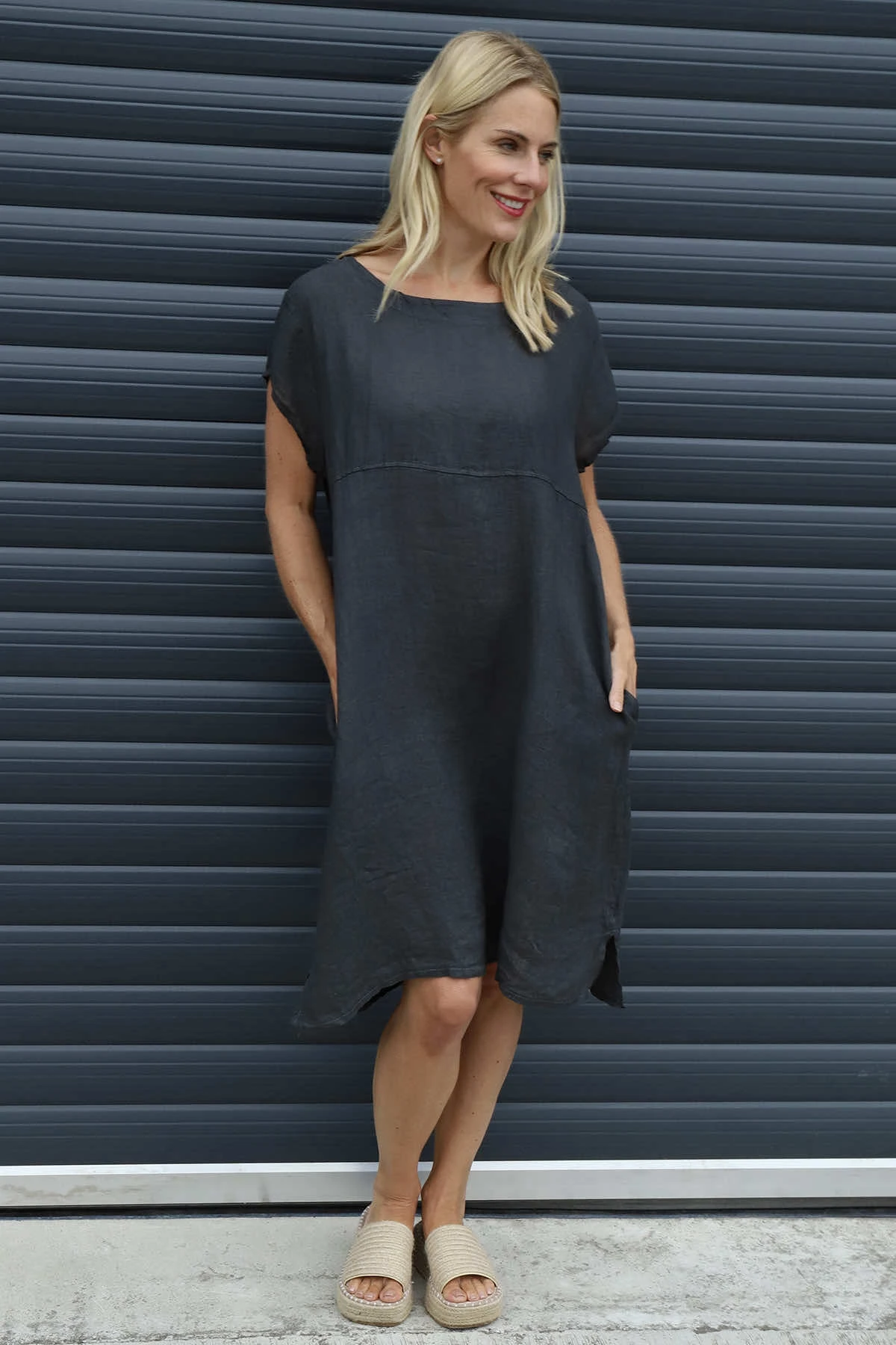 Sydel Linen Dress Charcoal 3 Sydel Linen Dress Charcoal