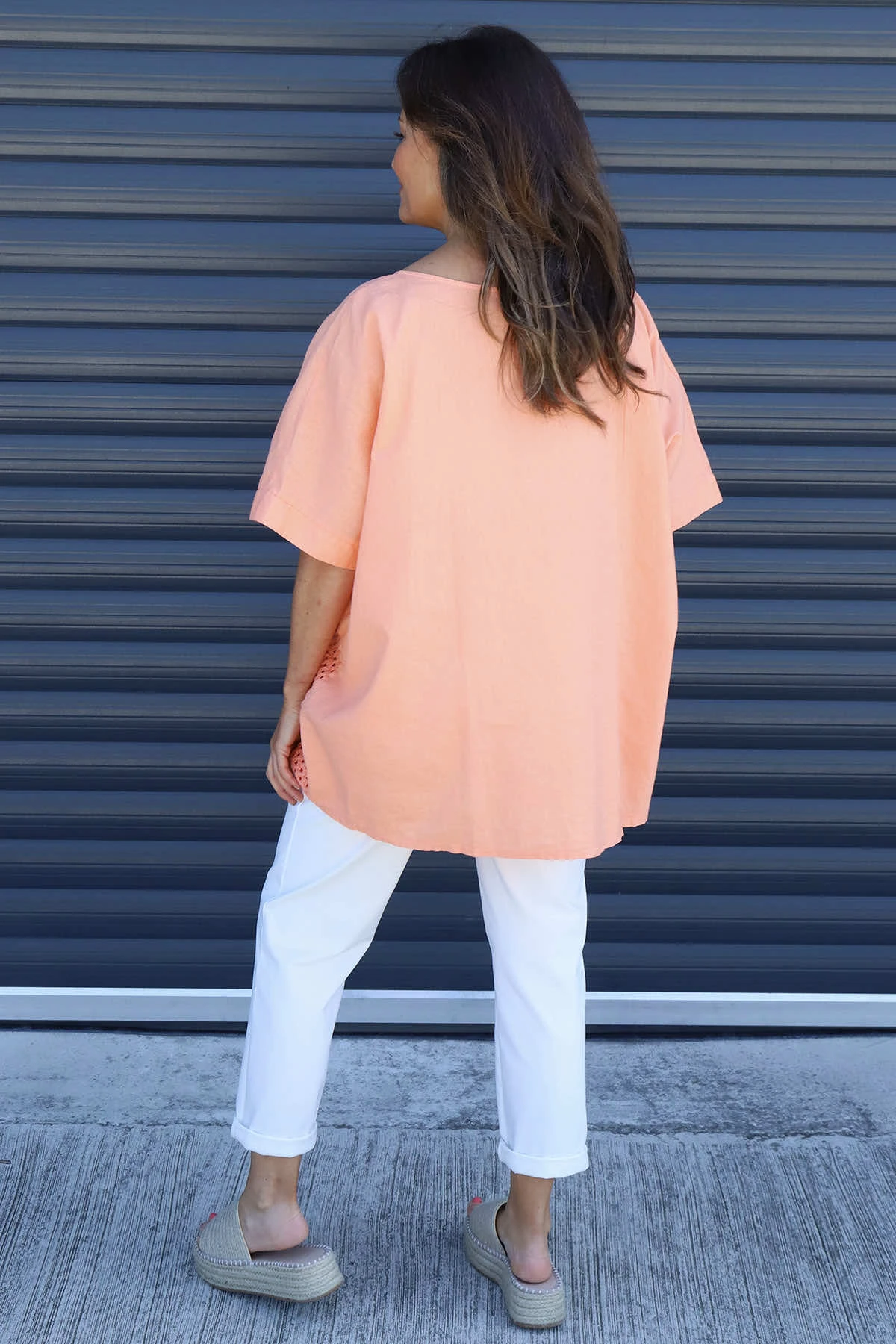 Cressida Crochet Detail Linen Top Orange 6 Cressida Crochet Detail Linen Top Orange - Image 4