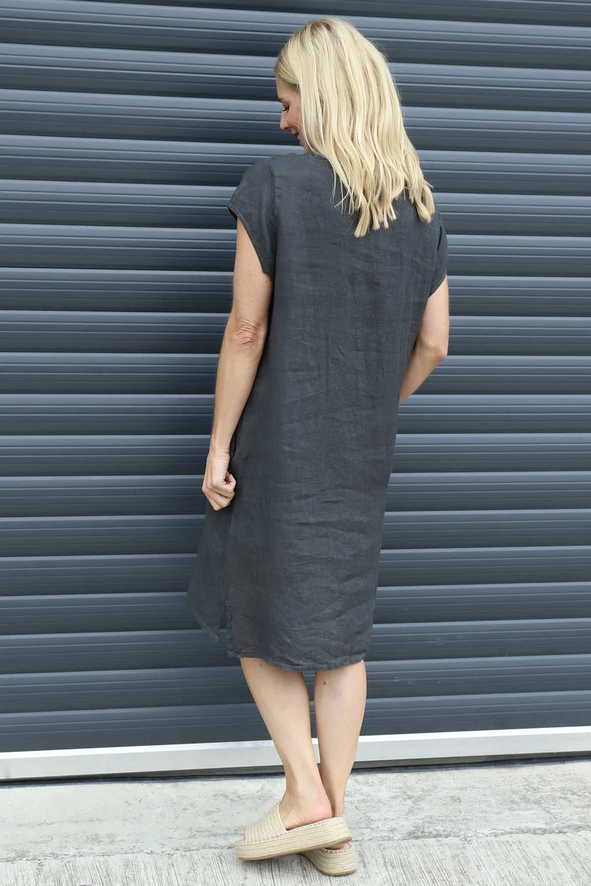 Sydel Linen Dress Charcoal 6 Sydel Linen Dress Charcoal - Image 4