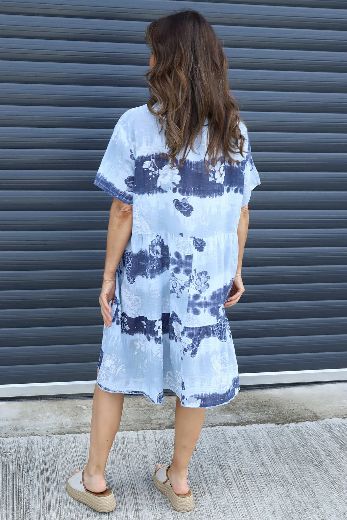 Erminia V-Neck Print Cotton Tunic Light Blue 6 Erminia V-Neck Print Cotton Tunic Light Blue - Image 4