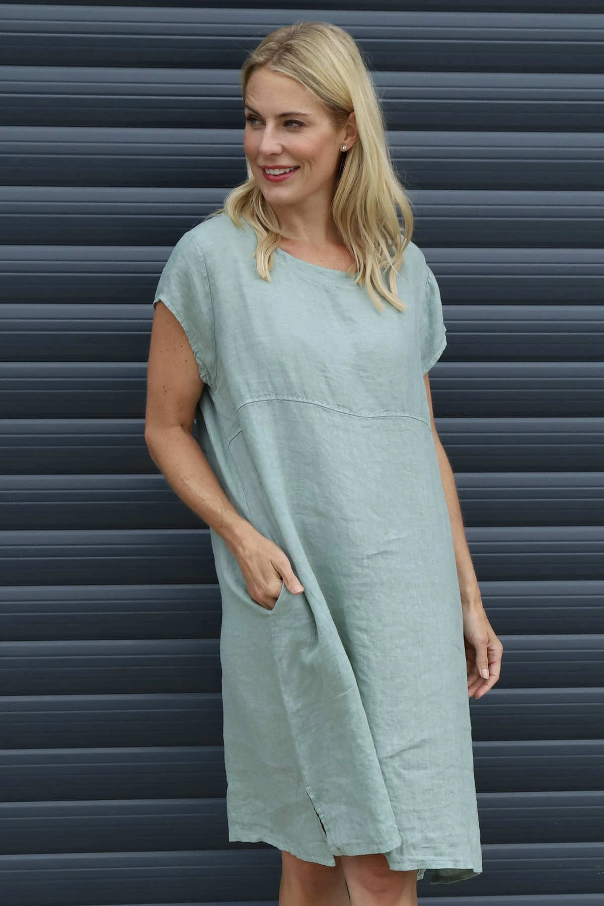 Sydel Linen Dress Sage Green 3 Sydel Linen Dress Sage Green