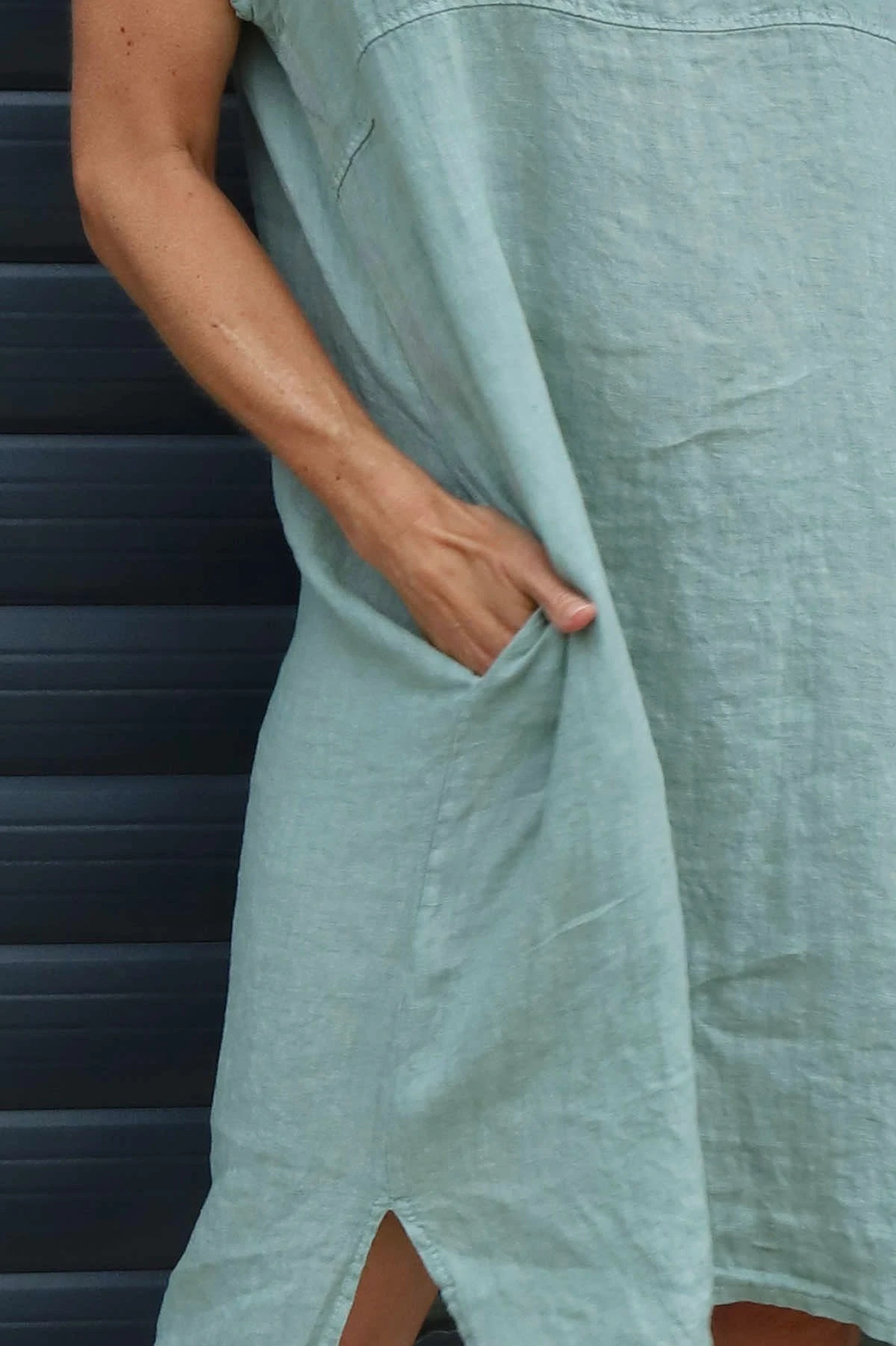 Sydel Linen Dress Sage Green 5 Sydel Linen Dress Sage Green - Image 3