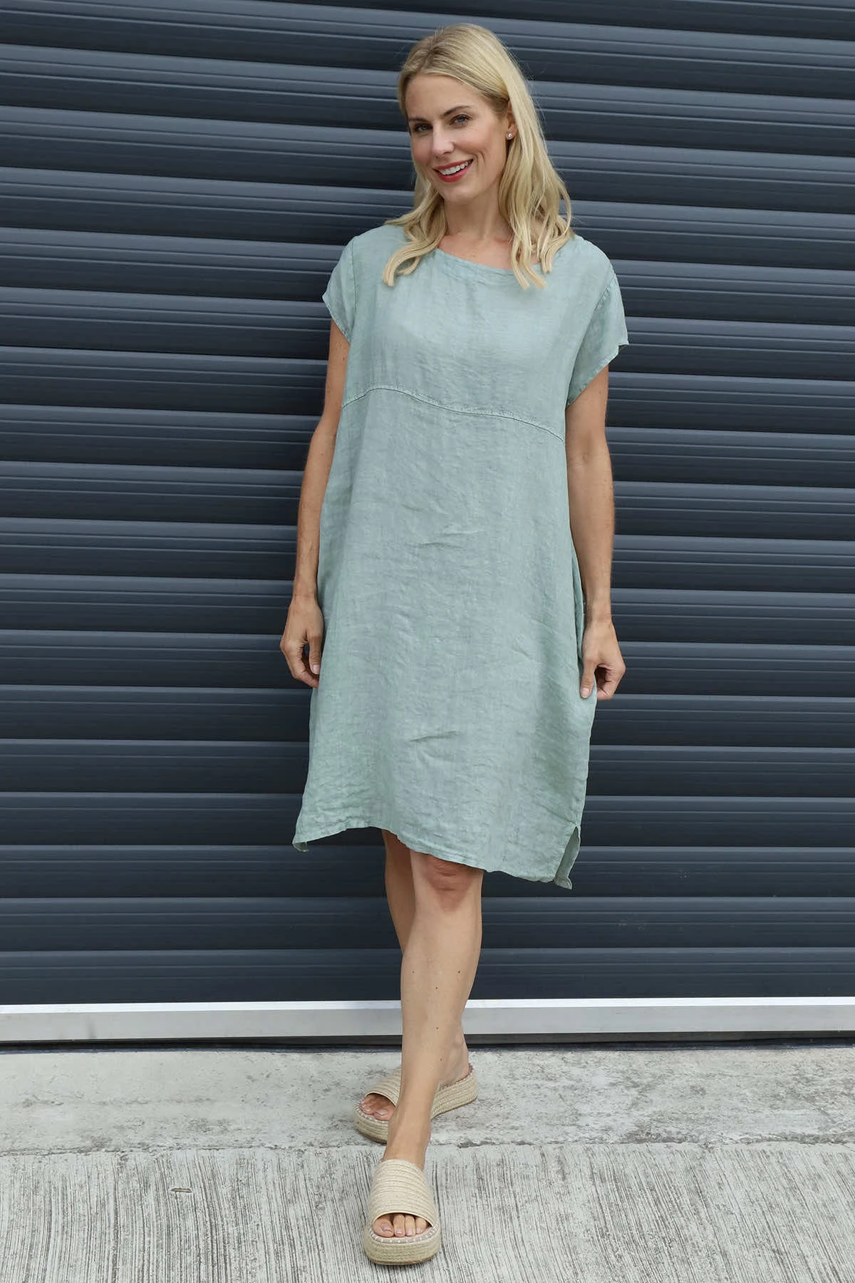 Sydel Linen Dress Sage Green 4 Sydel Linen Dress Sage Green - Image 2