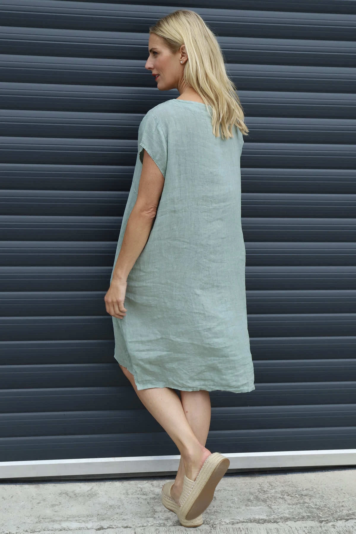 Sydel Linen Dress Sage Green 6 Sydel Linen Dress Sage Green - Image 4