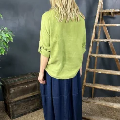 Giulia Crinkle Cotton Shirt Olive -Kitandkaboodal Store IMG 9391 7ca8c669 7f04 4114 b1d8 6fa2007b061f