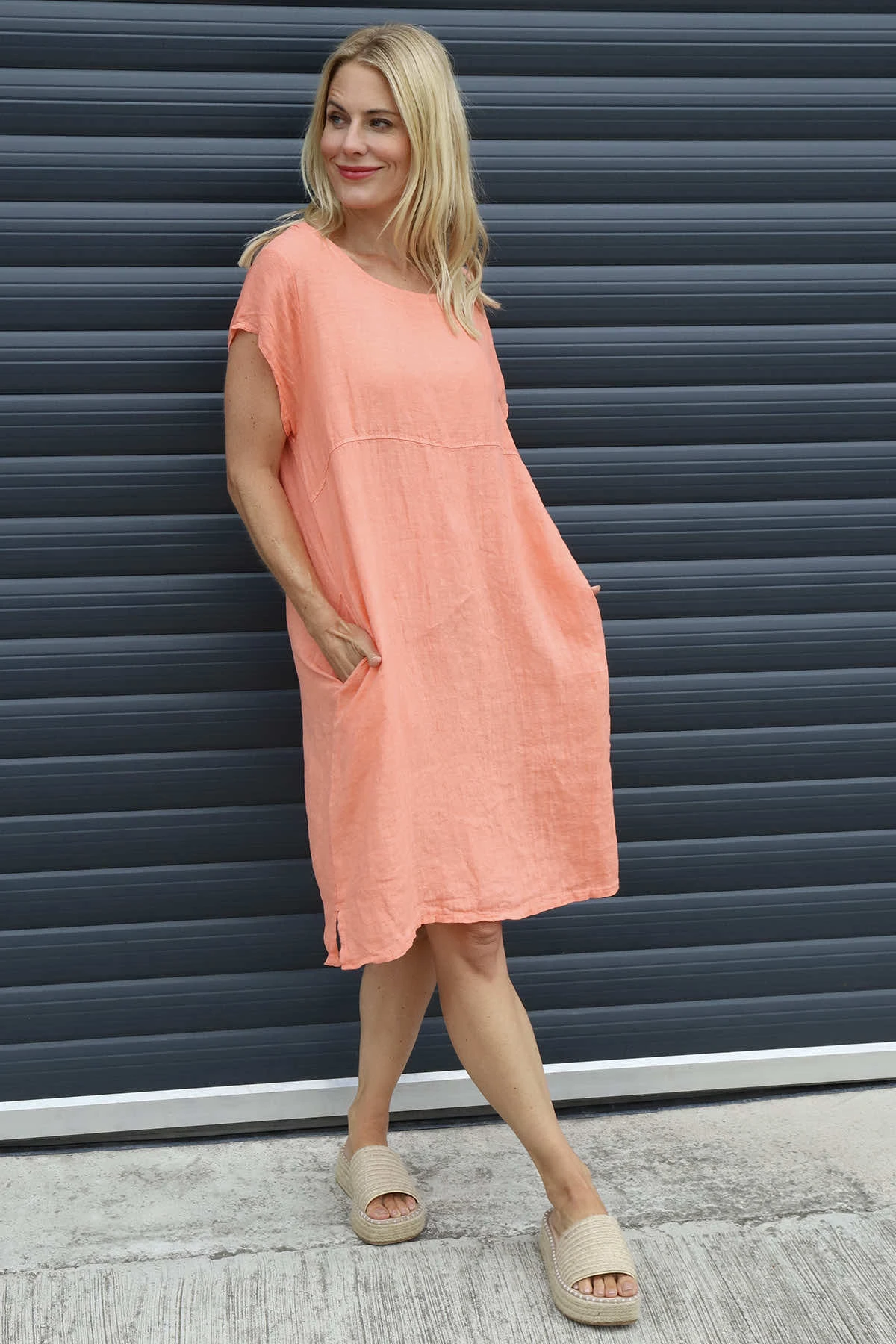 Sydel Linen Dress Orange 3 Sydel Linen Dress Orange