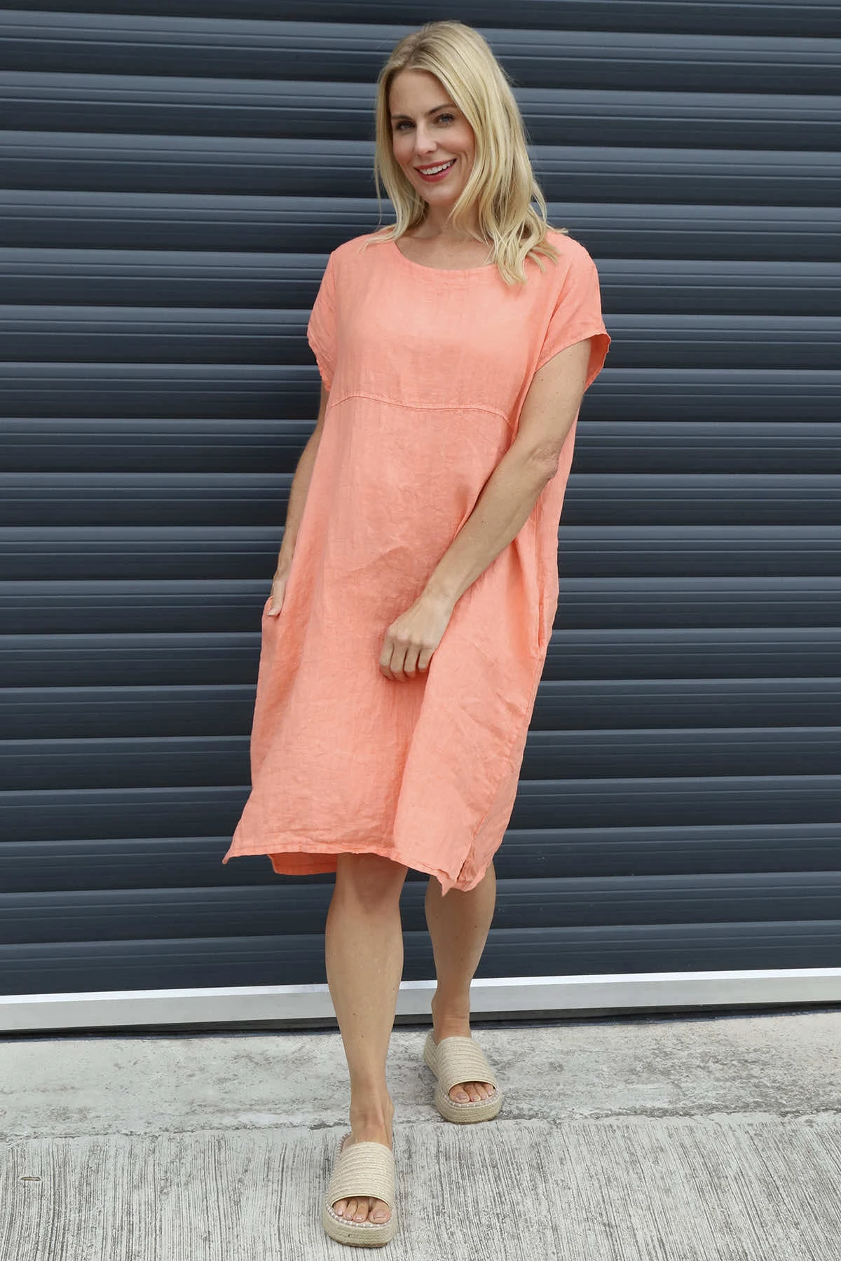 Sydel Linen Dress Orange 4 Sydel Linen Dress Orange - Image 2