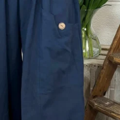 Clarisse Button Pocket Linen Trousers Navy -Kitandkaboodal Store IMG 9400 72179275 189d 492d 869c eb8f1fbf05ec